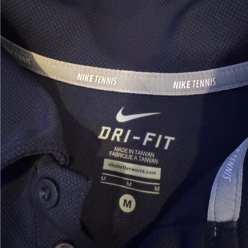 Nike Boys Dri FIT Navy Short Sleeve Tennis Polo Medium - Picture 3 of 4
